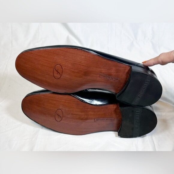 Florsheim Como Smooth Black Leather Moc Toe Strap Dress Loafers~11~ - Picture 6 of 7